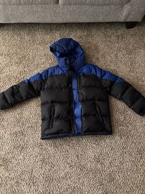 SOLD! Polo by Ralph Lauren Black and Blue Hooded Puffer Jacket